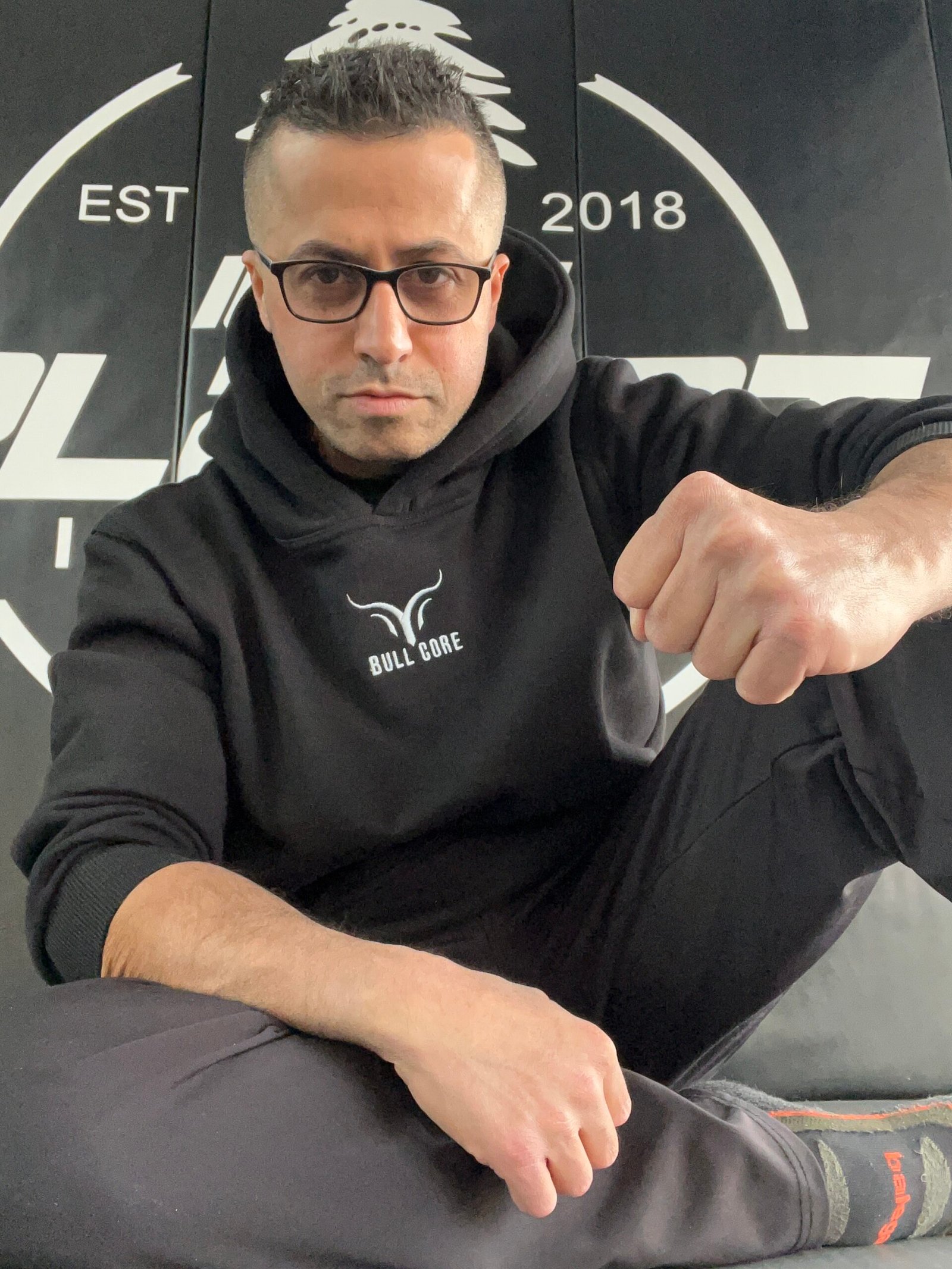 Youssef wearing the original BULLCORE hoodie